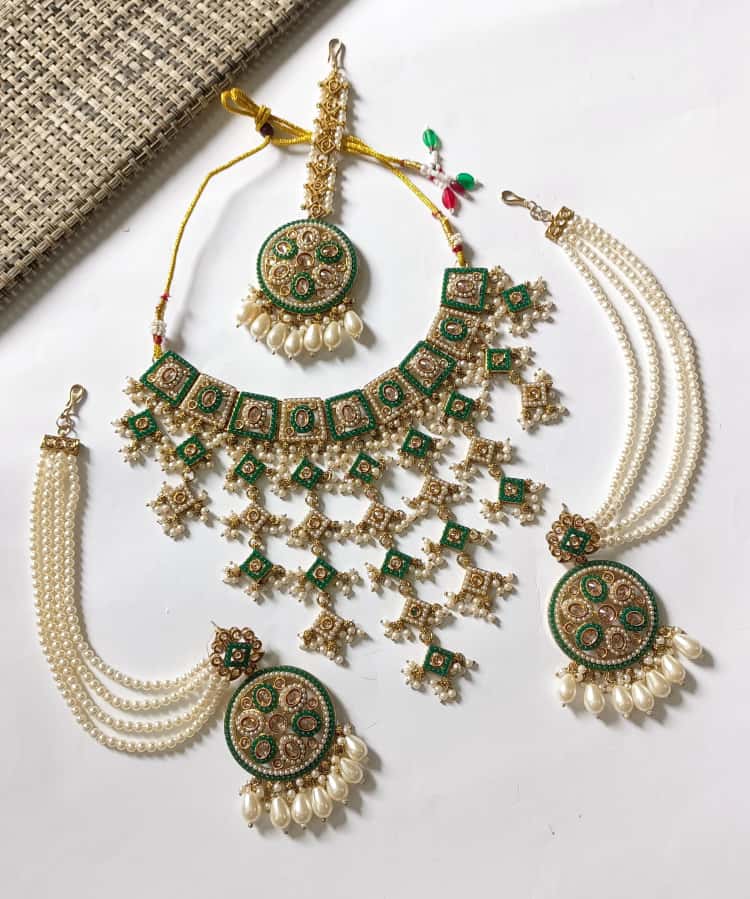 Antique Gold Polish Stylish Bridal set