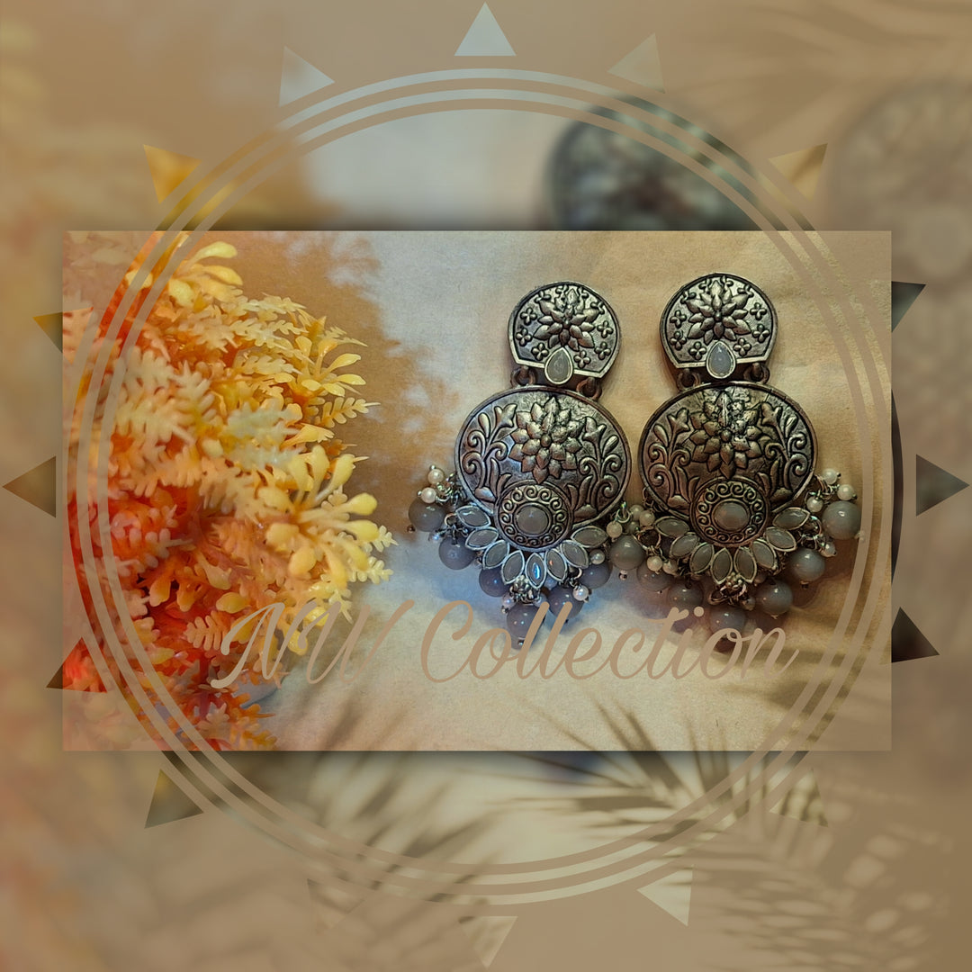 OXIDISED JEWELLERY WITH GREY BEATS