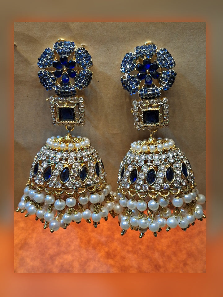 INDIAN STYLE JHUMKA IN BLUE STONES