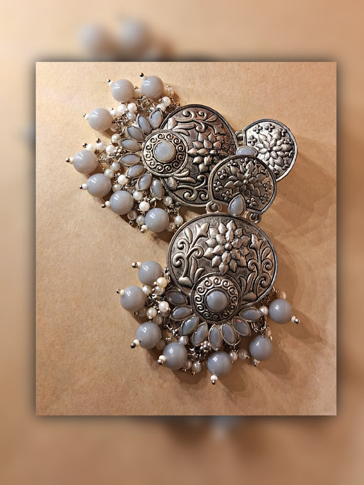OXIDISED JEWELLERY WITH GREY BEATS