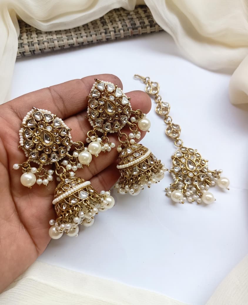 Gold Polish Jhumki's Teeka