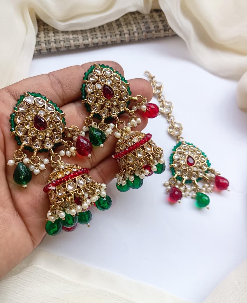Gold Polish Jhumki's Teeka